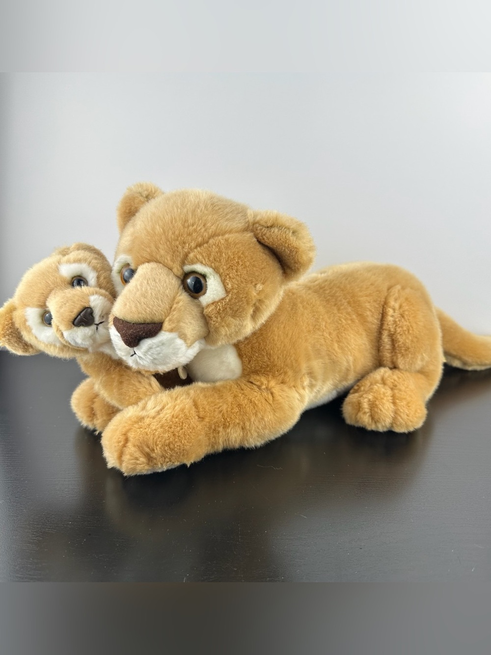 Aurora Miyoni RARE Lioness with Lion Cub 14” Realistic Orange Brown White Plush